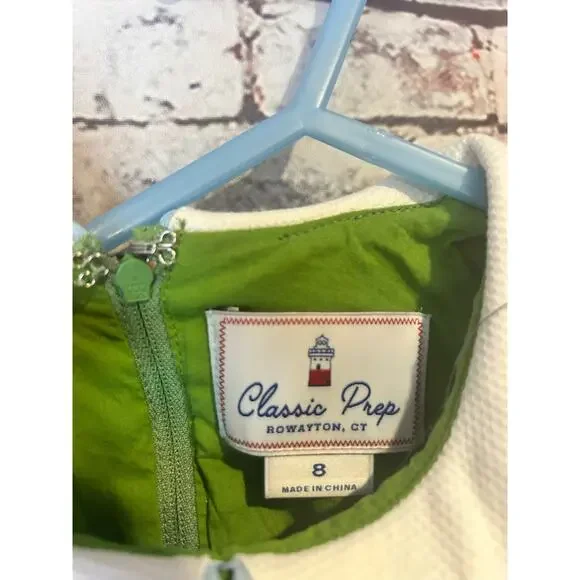 classic prep green dress Maddie Seesucker sleeveless girls youth size 8
